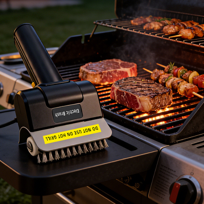 🍢 50 % RABATT! 🔥 Trådlös Elektrisk Grillborste – ABS + Rostfritt Stål – 1100 v/min & 2000 mAh Batteri (90 min) för Rena Grillgaller 🧹
