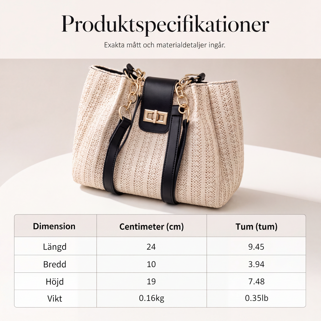 Rymlig halmvæska för pendling