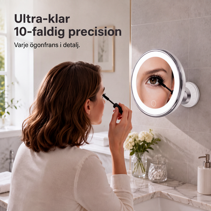 💄Tidsbegränsad 50% rabatt! 💡 10 gångers förstorande sminkspegel med LED-ljus och sugkopp
