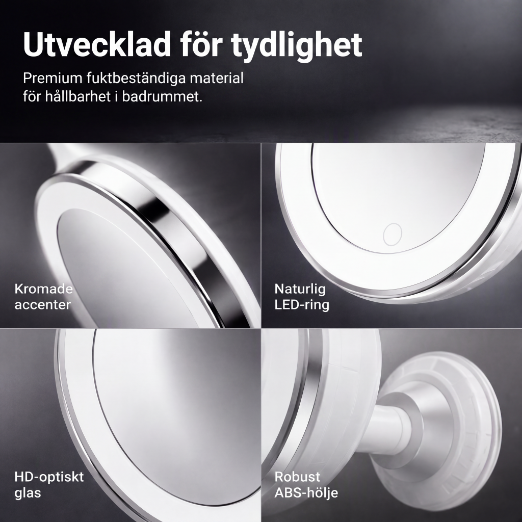 💄Tidsbegränsad 50% rabatt! 💡 10 gångers förstorande sminkspegel med LED-ljus och sugkopp