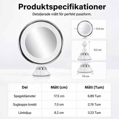 💄Tidsbegränsad 50% rabatt! 💡 10 gångers förstorande sminkspegel med LED-ljus och sugkopp