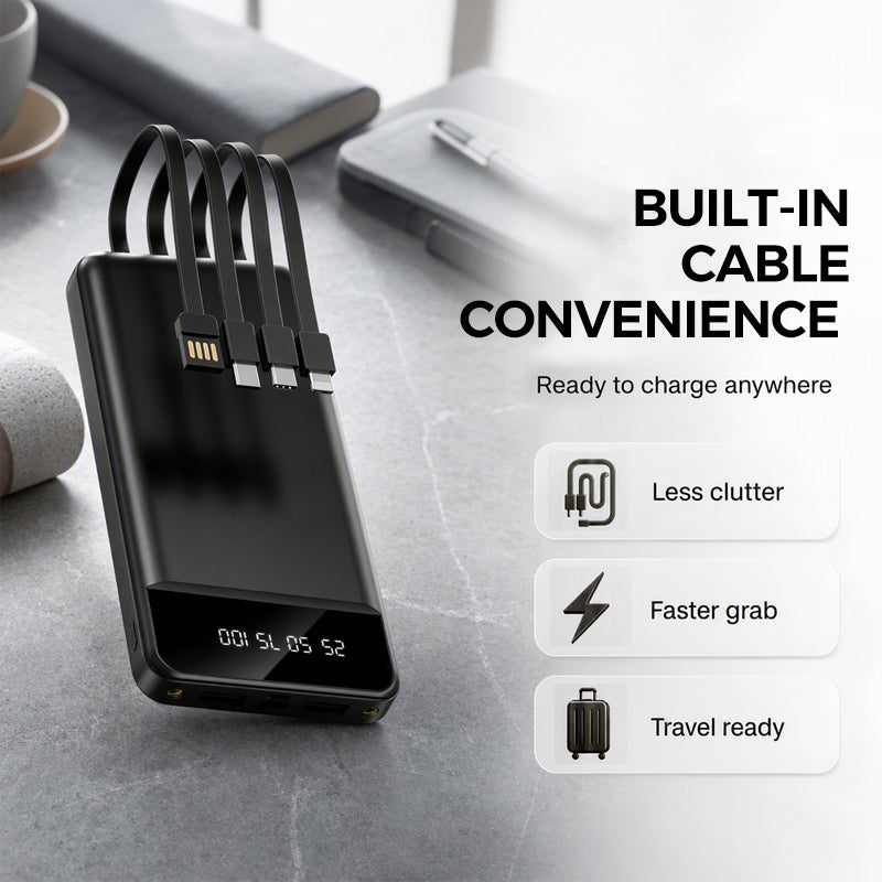 📢📢40% RABATT!! ⏰Portabelt Powerbank med 4 Inbyggda Kablar