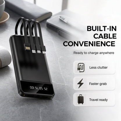 📢📢40% RABATT!! ⏰Portabelt Powerbank med 4 Inbyggda Kablar
