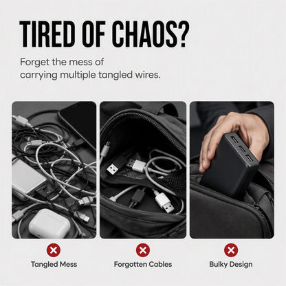 📢📢40% RABATT!! ⏰Portabelt Powerbank med 4 Inbyggda Kablar