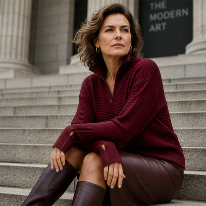 Dam Quarter-Zip Pullover Tröja