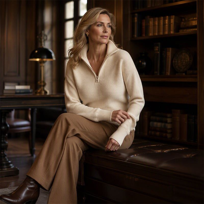 Dam Quarter-Zip Pullover Tröja