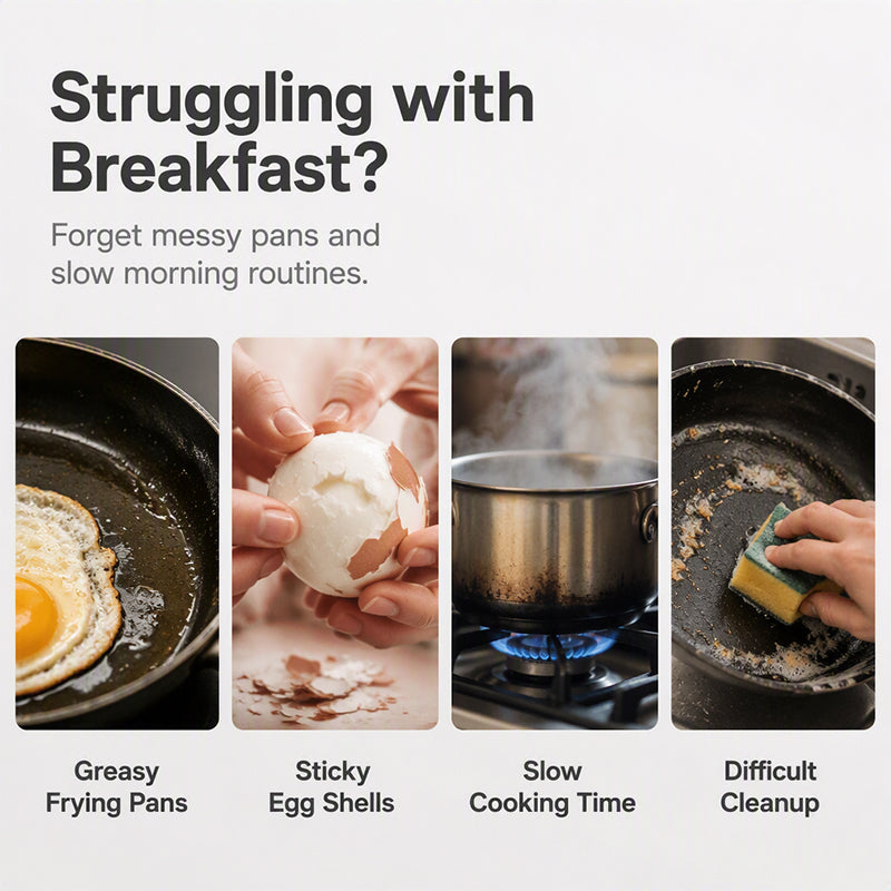 🍳 50 % RABATT NU! 🥚 Smart Äggpocherare för Mikrovågsugn med Lock – Perfekt Pocherade Ägg på Några Minuter ✨