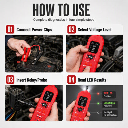 📟⚡2-i-1 Fordonskretstest & Relätestare med Digital Display🚜