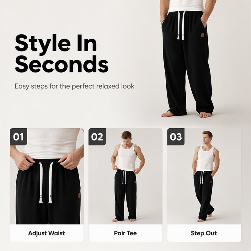 👖💨 Herr Casual Vida Byxor – Mjukt Tyg, Avslappnad Passform, Justerbar Midja