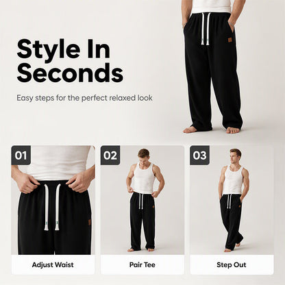 👖💨 Herr Casual Vida Byxor – Mjukt Tyg, Avslappnad Passform, Justerbar Midja