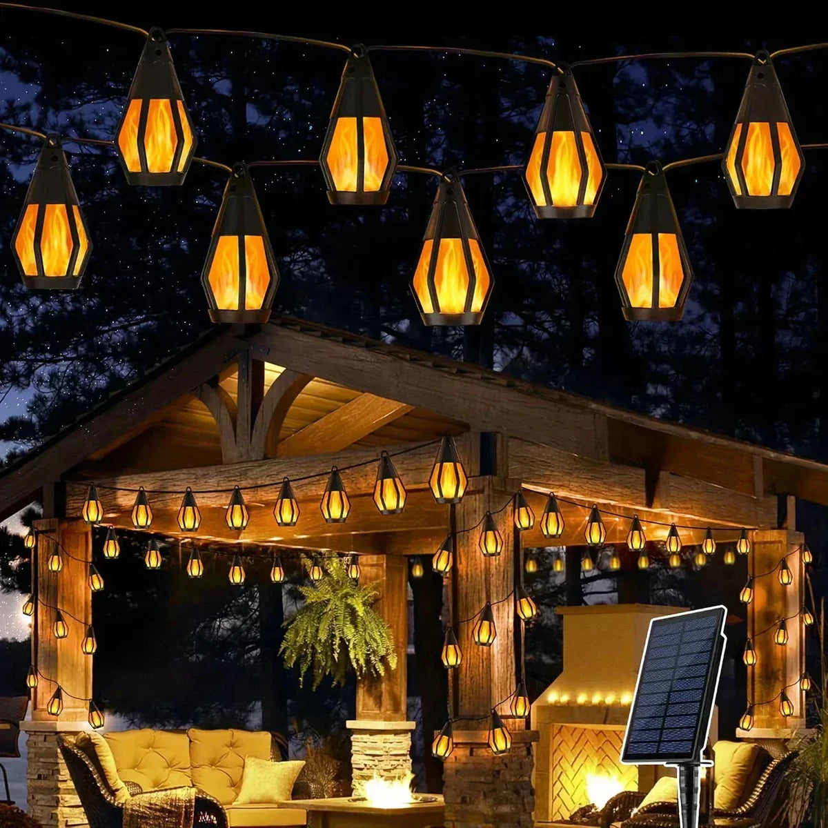 🔥 50% RABATT! ☀️ IP65 Solar-LED-Lichterkette – Flammenoptik, Wasserdicht, 360° Abstrahlwinkel & Perfekt Für Garten, Hof & Camping 🏕️