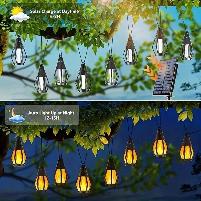 🔥 50% RABATT! ☀️ IP65 Solar-LED-Lichterkette – Flammenoptik, Wasserdicht, 360° Abstrahlwinkel & Perfekt Für Garten, Hof & Camping 🏕️