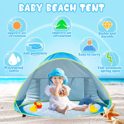 🏖 -50%! 🌞 Bärbart Strandtält Anti-UV för Baby – UPF 50+ – 120×80×70 cm – Automatisk Öppning & Lätt – Perfekt för att Skydda Baby från Solen 👶