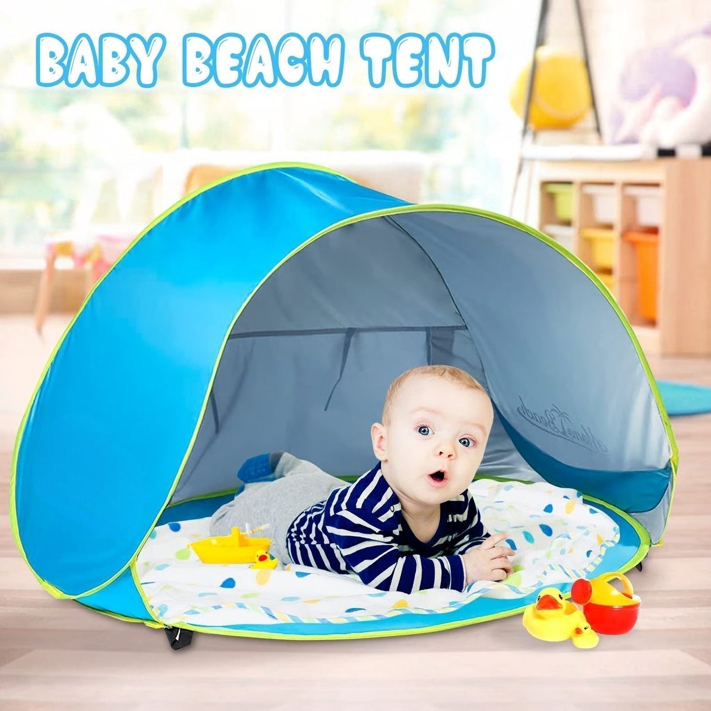 🏖 -50%! 🌞 Bärbart Strandtält Anti-UV för Baby – UPF 50+ – 120×80×70 cm – Automatisk Öppning & Lätt – Perfekt för att Skydda Baby från Solen 👶
