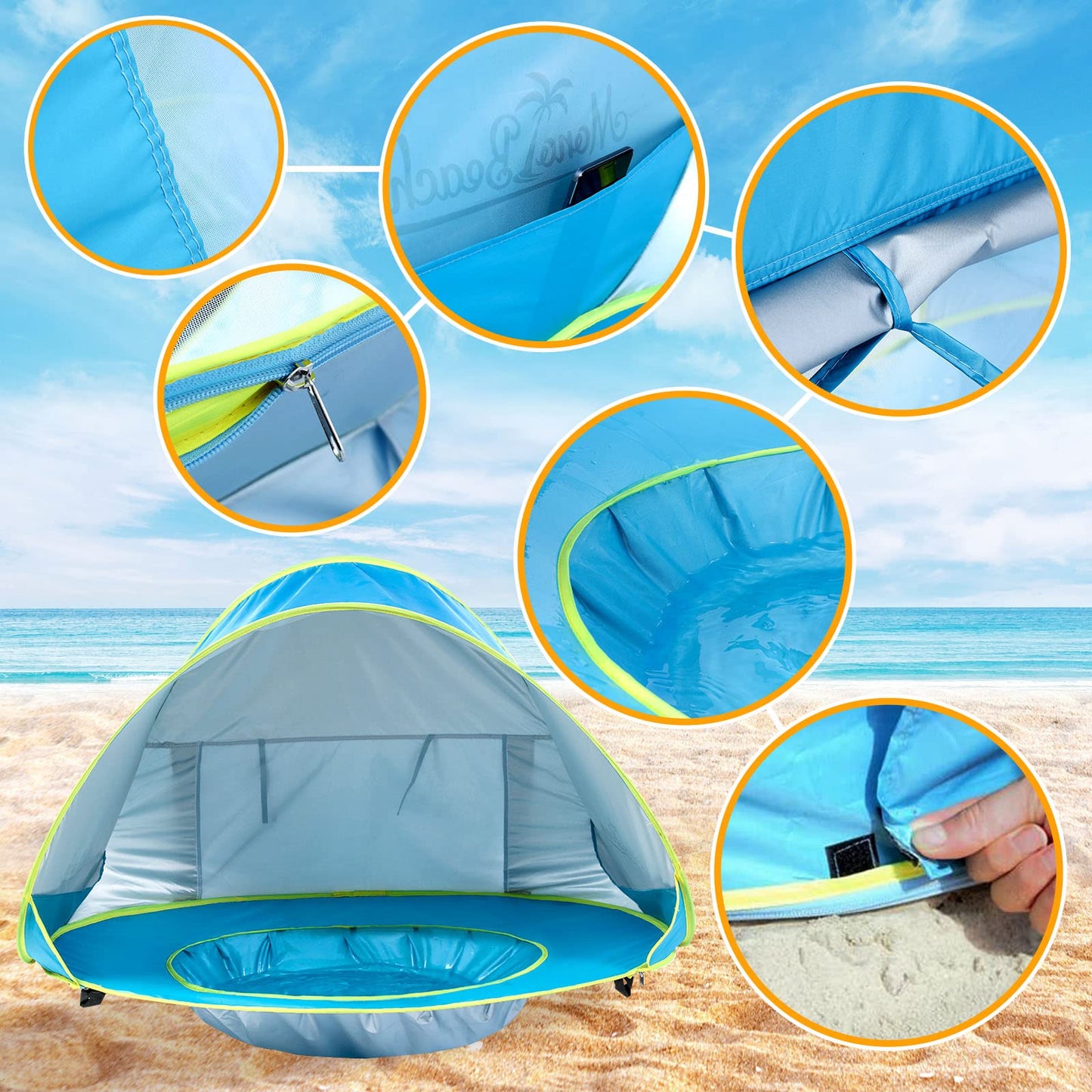 🏖 -50%! 🌞 Bärbart Strandtält Anti-UV för Baby – UPF 50+ – 120×80×70 cm – Automatisk Öppning & Lätt – Perfekt för att Skydda Baby från Solen 👶