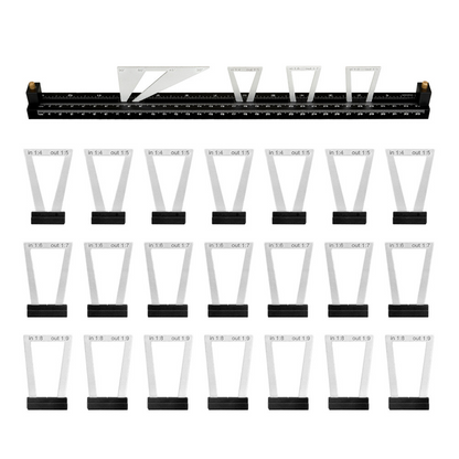 🔧 50 % RABATT NU! 📐 28-delars sats med markörer för laxknutar – 6 förhållanden, 4 vinklar & dubbel skala – perfekt för möbeltillverkning 🏠