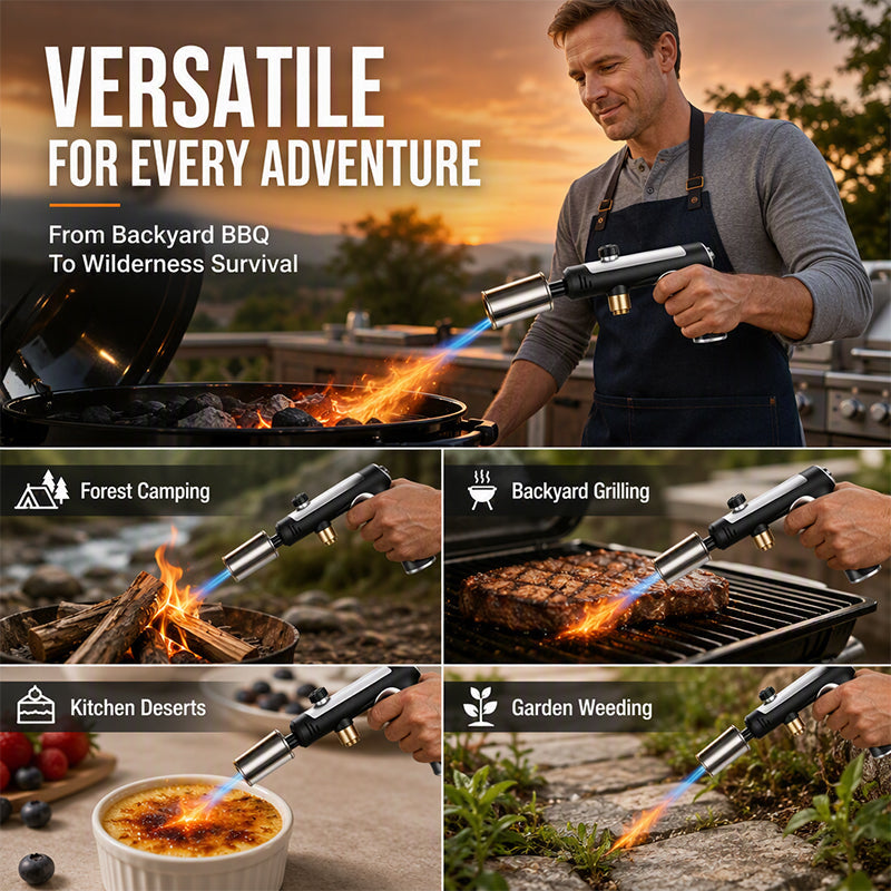 🔥 Multifunktionell Stormtändare med Brännarlåga – För Grill, Kol, Camping och Utomhusbruk