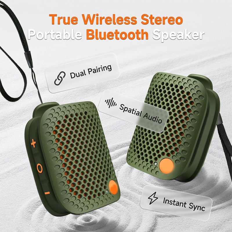 🔊 50 % RABATT NU! 🎵 Bärbar bluetooth-högtalare med TWS stereo – IPX5 vattentät, kompakt & kraftfull bas – perfekt för utomhusbruk 🏕️