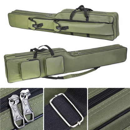 🎣 NU 50% RABATT! 🧳 Fiskespöväska & Utrustningsväska – 3-lagers kapacitet, 420D Oxford-tyg & justerbara ryggsäcksremmar – För spön, rullar & tillbehör 🎒
