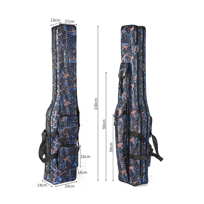 🎣 NU 50% RABATT! 🧳 Fiskespöväska & Utrustningsväska – 3-lagers kapacitet, 420D Oxford-tyg & justerbara ryggsäcksremmar – För spön, rullar & tillbehör 🎒