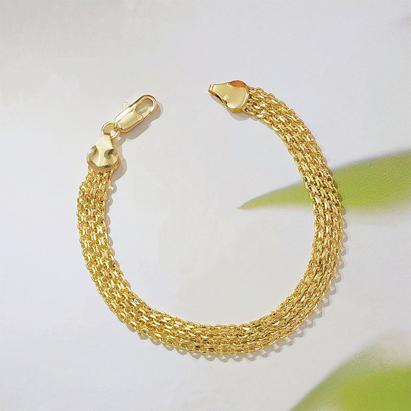 14K guldpläterat armband i bredt vävt nät