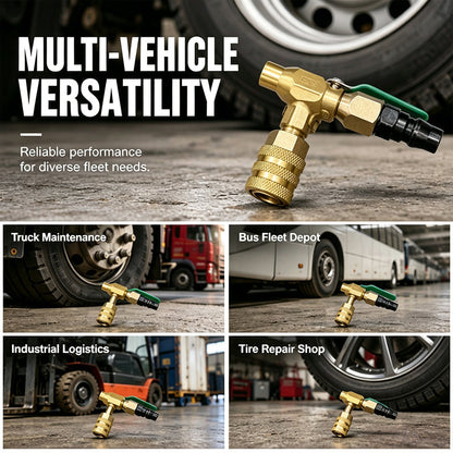 🚛50% RABATT!!⏰Mässings däckdefleringsventil med självlåsande chuck för stora lastbilar, pålitlig i bruk✨