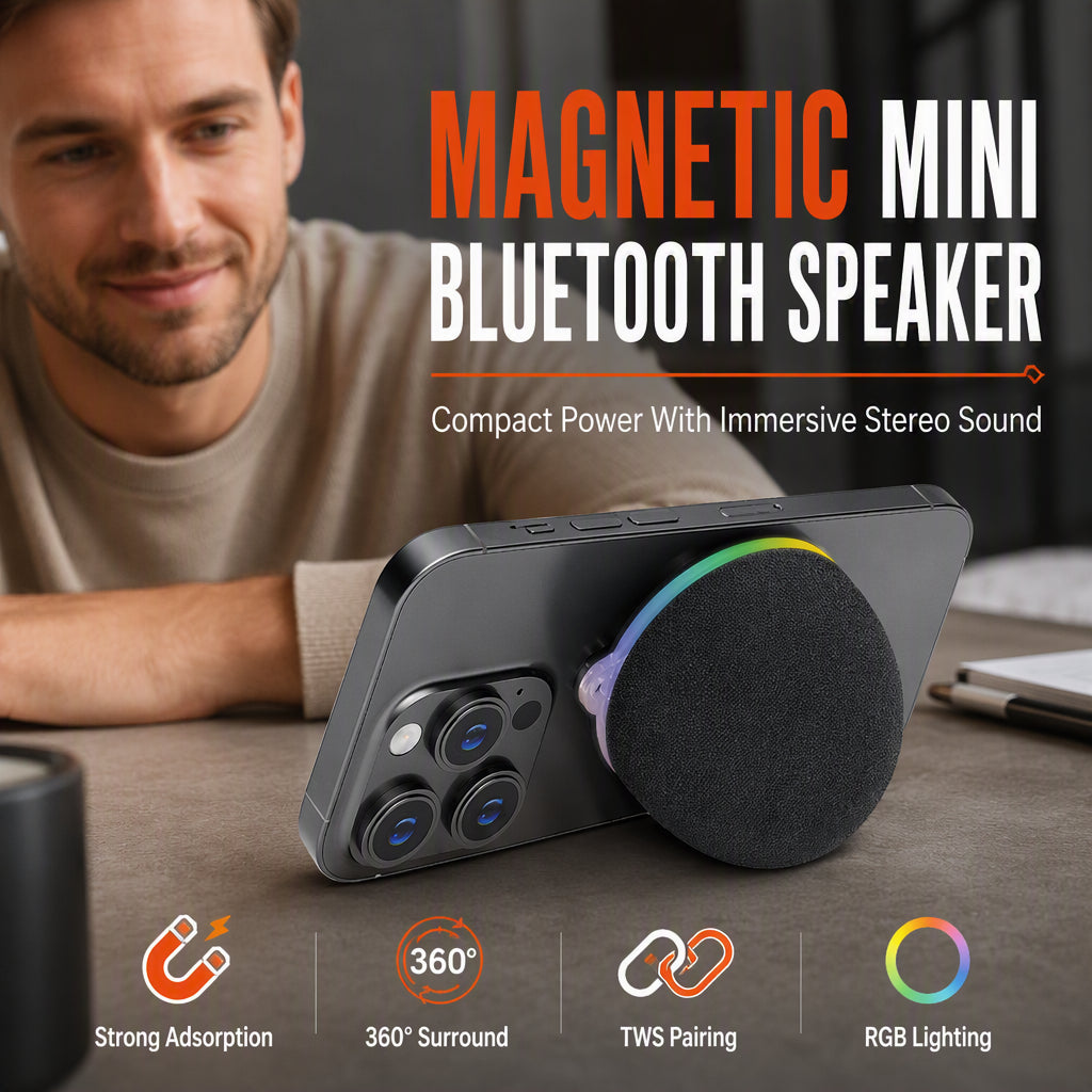 📢📢50% RABATT NU!! ⏰Magnetisk Mini Bluetooth-högtalare med RGB Omgivningsljus