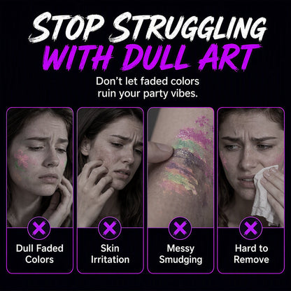 🌈 Rita, lys upp och stick ut – Glow Party-tatueringspennor för fest och kreativ lek