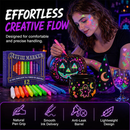 🌈 Rita, lys upp och stick ut – Glow Party-tatueringspennor för fest och kreativ lek