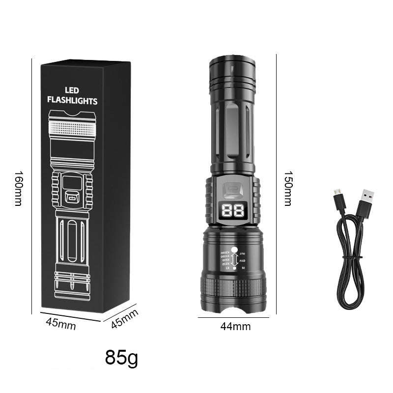Ultraljus LED-ficklampa med batteriindikator