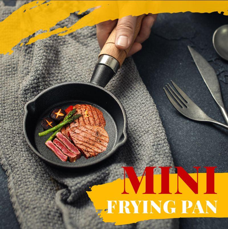 📢📢 NU 50% RABATT & I LAGER ⏰ 🍳 Mini Gjutjärnspanna 10 cm – Hälsosamt Gjutjärn, Jämn Värme & Trähandtag ✨