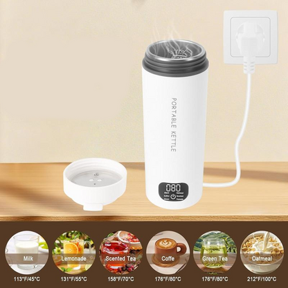 🔥 BLIXTREA: 50% RABATT! 💧 Portabel Elektrisk Vattenkokare – Rostfritt Stål 304 – 500 ml & 6 Temperaturer för Resor & Kontor ☕