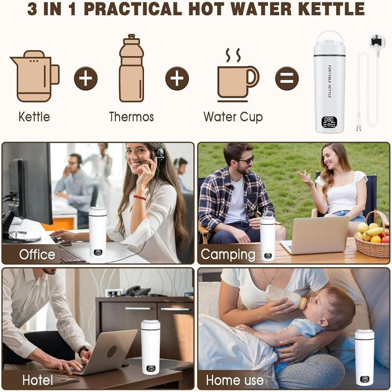 🔥 BLIXTREA: 50% RABATT! 💧 Portabel Elektrisk Vattenkokare – Rostfritt Stål 304 – 500 ml & 6 Temperaturer för Resor & Kontor ☕