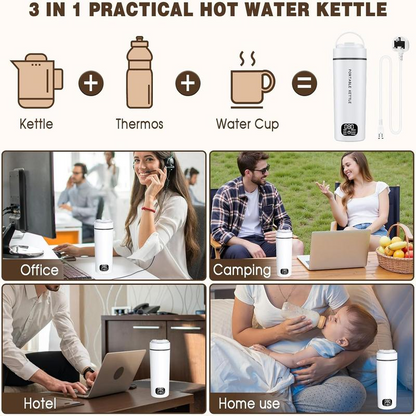 🔥 BLIXTREA: 50% RABATT! 💧 Portabel Elektrisk Vattenkokare – Rostfritt Stål 304 – 500 ml & 6 Temperaturer för Resor & Kontor ☕