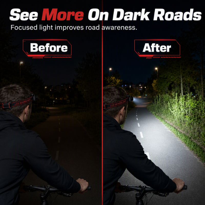 💡 50 % RABATT NU! 🔦 Uppladdningsbar LED-pannlampa med rörelsesensor – perfekt för cykling, löpning och camping 🌙