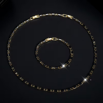 ✨ 50 % RABATT NU! 💎 Glittrande smyckeset för män – halsband & armband – kubisk zirkonia – perfekt för vardag och fest 🖤