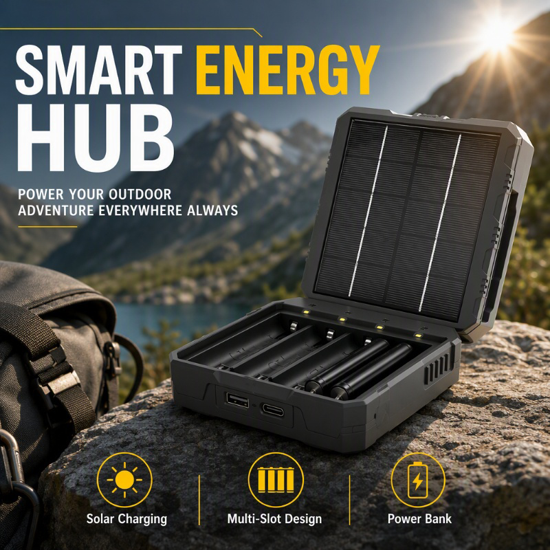 🎉 2026 Sale — Over 19,000 Sold!☀️ 4‑Slot Solar Lithium Battery Charger‑Outdoor Multi‑Function Power Station 🔋