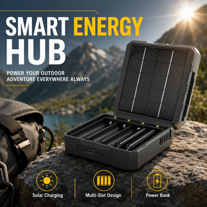 🎉 2026 Sale — Over 19,000 Sold!☀️ 4‑Slot Solar Lithium Battery Charger‑Outdoor Multi‑Function Power Station 🔋