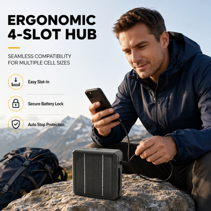 🎉 2026 Sale — Over 19,000 Sold!☀️ 4‑Slot Solar Lithium Battery Charger‑Outdoor Multi‑Function Power Station 🔋