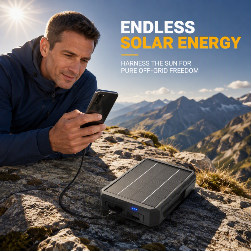 🎉 2026 Sale — Over 19,000 Sold!☀️ 4‑Slot Solar Lithium Battery Charger‑Outdoor Multi‑Function Power Station 🔋