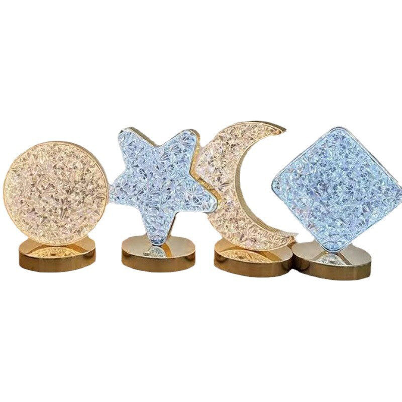 ✨50% RABATT⏰ 3‑färgad LED‑kristallatmosfärlampa, tre lägen för mysig belysning – perfekt för sovrum, vardagsrum och fest