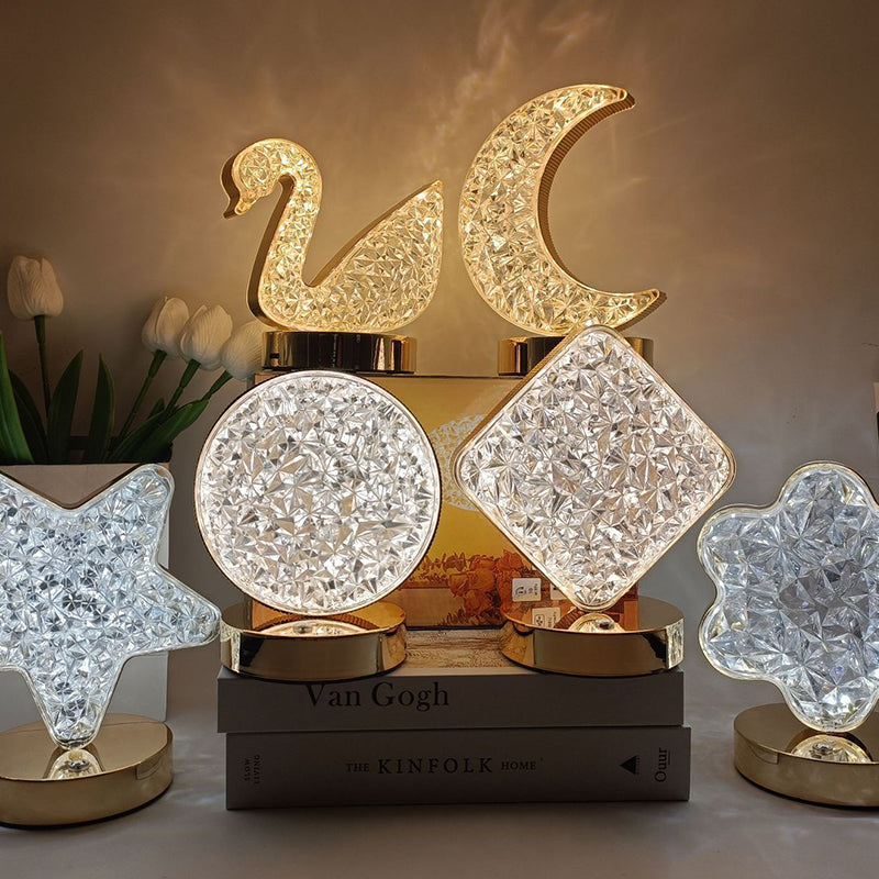 ✨50% RABATT⏰ 3‑färgad LED‑kristallatmosfärlampa, tre lägen för mysig belysning – perfekt för sovrum, vardagsrum och fest