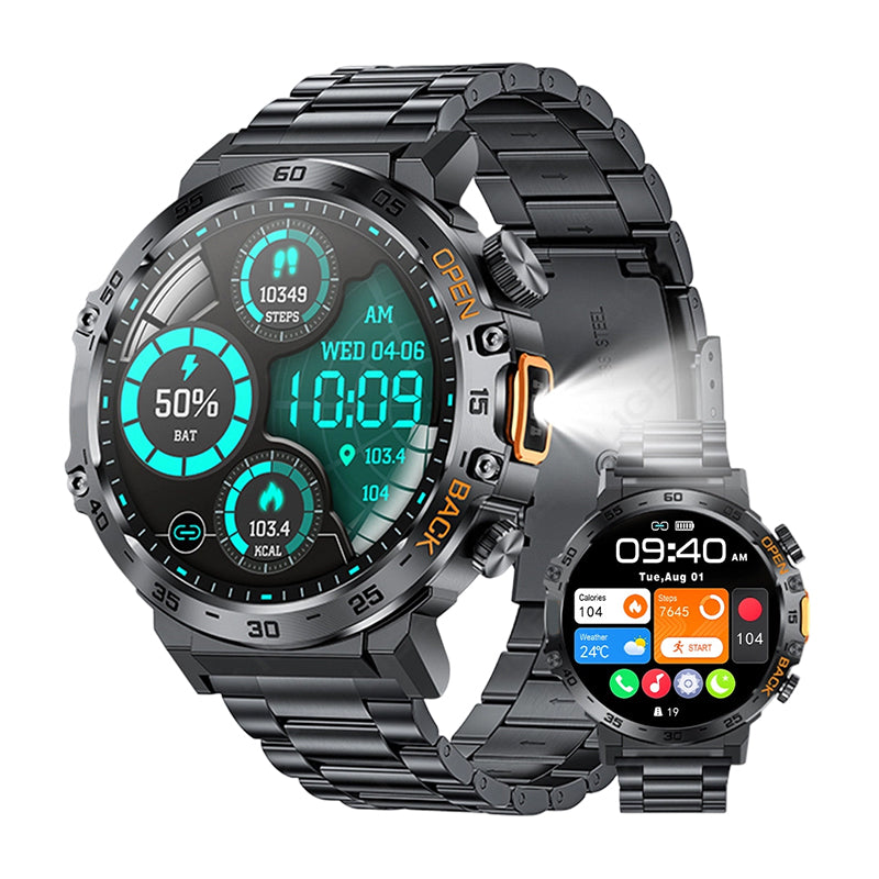 ⌚ 50 % RABATT NU! 🔦 Multifunctional outdoor smartwatch – robust, LED-ficklampa & HD-samtal – perfekt för äventyr och träning 🏔️