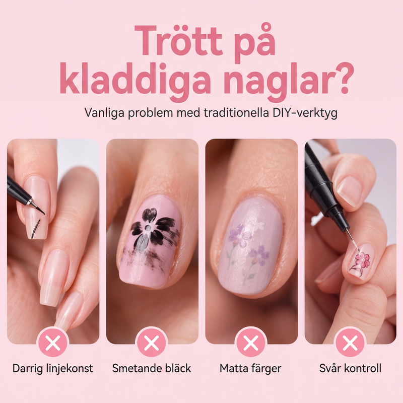 24-färgers dubbeländade nagelkonstpennor set