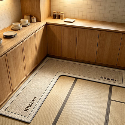 Sluta halka på våta köksgolv – den här L-formade mattan absorberar vatten och olja snabbt, sitter stadigt och ger stöd åt fötterna medan du lagar mat. 🏠