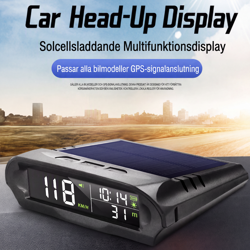Solcellsdriven GPS-head-up-display för bilar