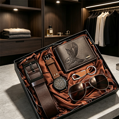 🎁50% RABATT⏰ Herr 7‑delars presentset, komplett med klocka plånbok skärp solglasögon nyckelring – perfekt gåva för födelsedag och festliga tillfällen💼