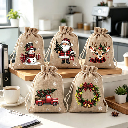 🎄 50 % RABATT NU! 🎁 Julklappspåsar med dragsko – festliga tomte- & renmotiv, dubbel dragsko & hållbart tyg – julglädje i varje gåva ✨