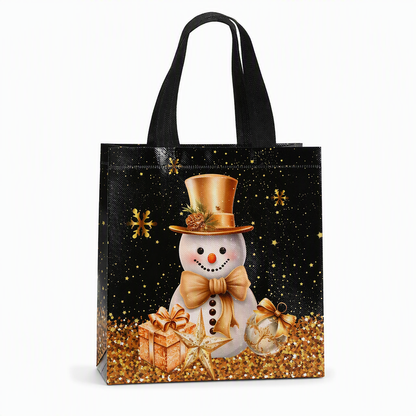 🎄 TIDSBEGRÄNSAT 50 % RABATT! 🖤 Svart Julklappsväska i Non-Woven – Slitstark med Hög Bärförmåga, Väderbeständig Laminerad Barriär & Fantastiska Guldfoliedetaljer – Elegant Julklappsinslagning ✨