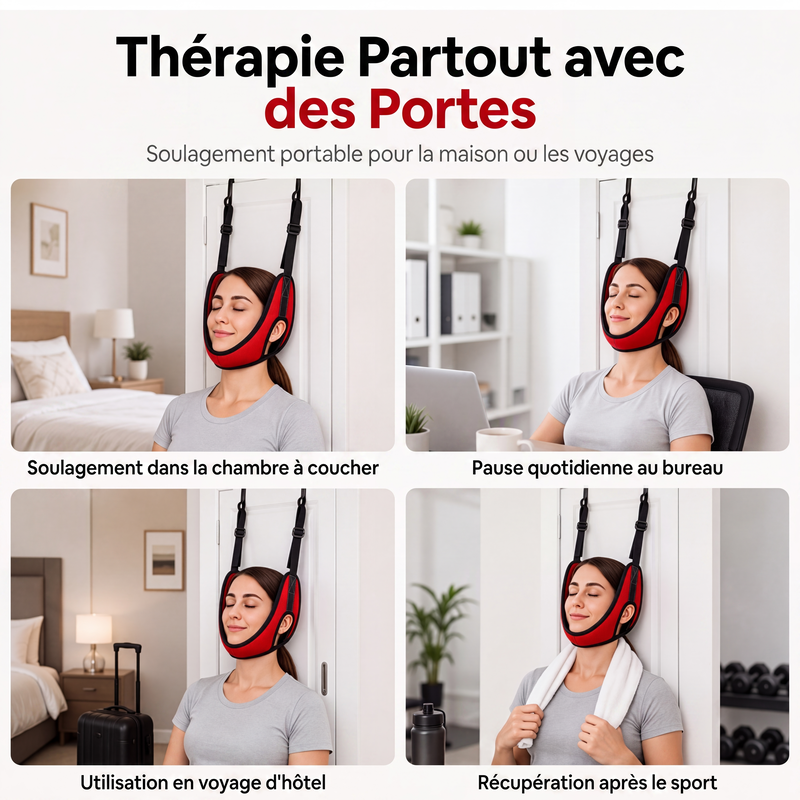 🚪💆 -50% RABATT ! ⚕️Cervikal dragapparat för dörr – Bekväm kudde & lugnande stretchning hemma